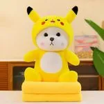 Maskotka Miś Pikachu Żółty z Kapturem na Kocyk 2w1