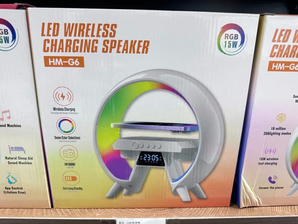 Głośnik Lampka LED Bluetooth HM-G6 Ładowarka Indukcyjna 15W RGB