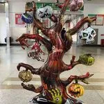 Balon Halloween Foliowy Stojący Drzewo z Dyniami i Czaszkami 10szt