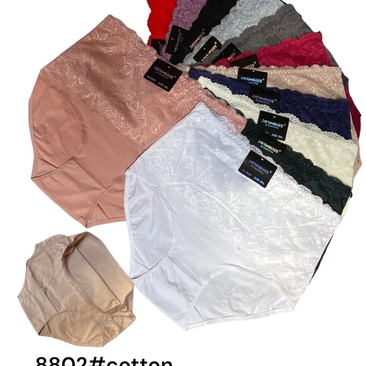 Majtki damskie bawełniane z koronką DORIMODES 8802, 3XL-5XL