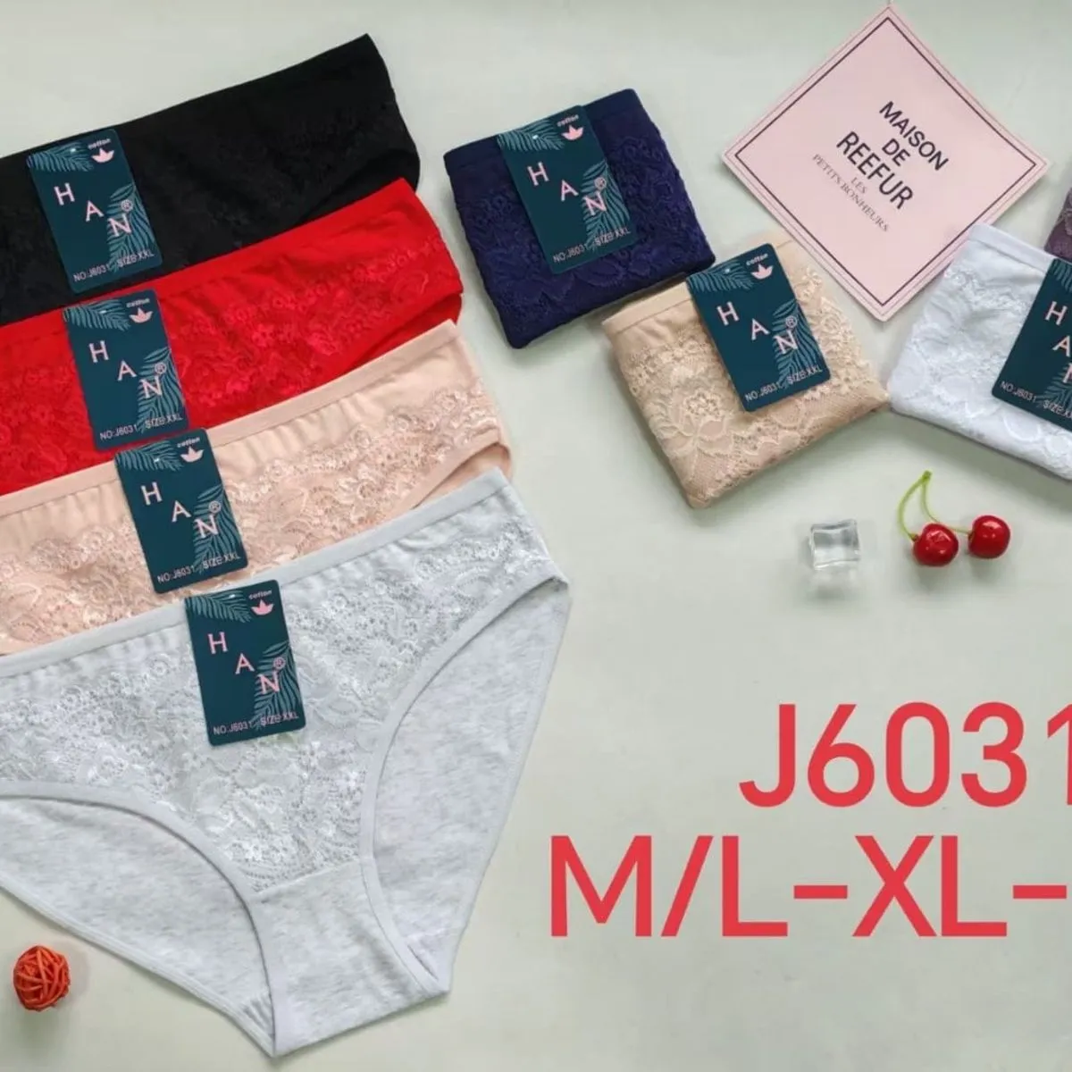 Majtki damskie bawełniane z koronką HAN J6031 mix kolorów M-2XL
