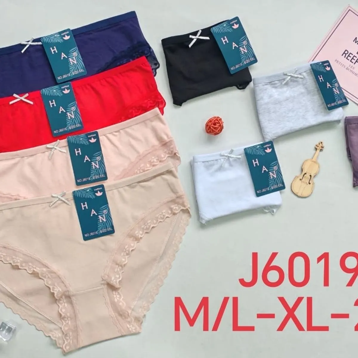 MAJKI DAMSKIE bawełniane HAN J6019 z koronką, M-2XL