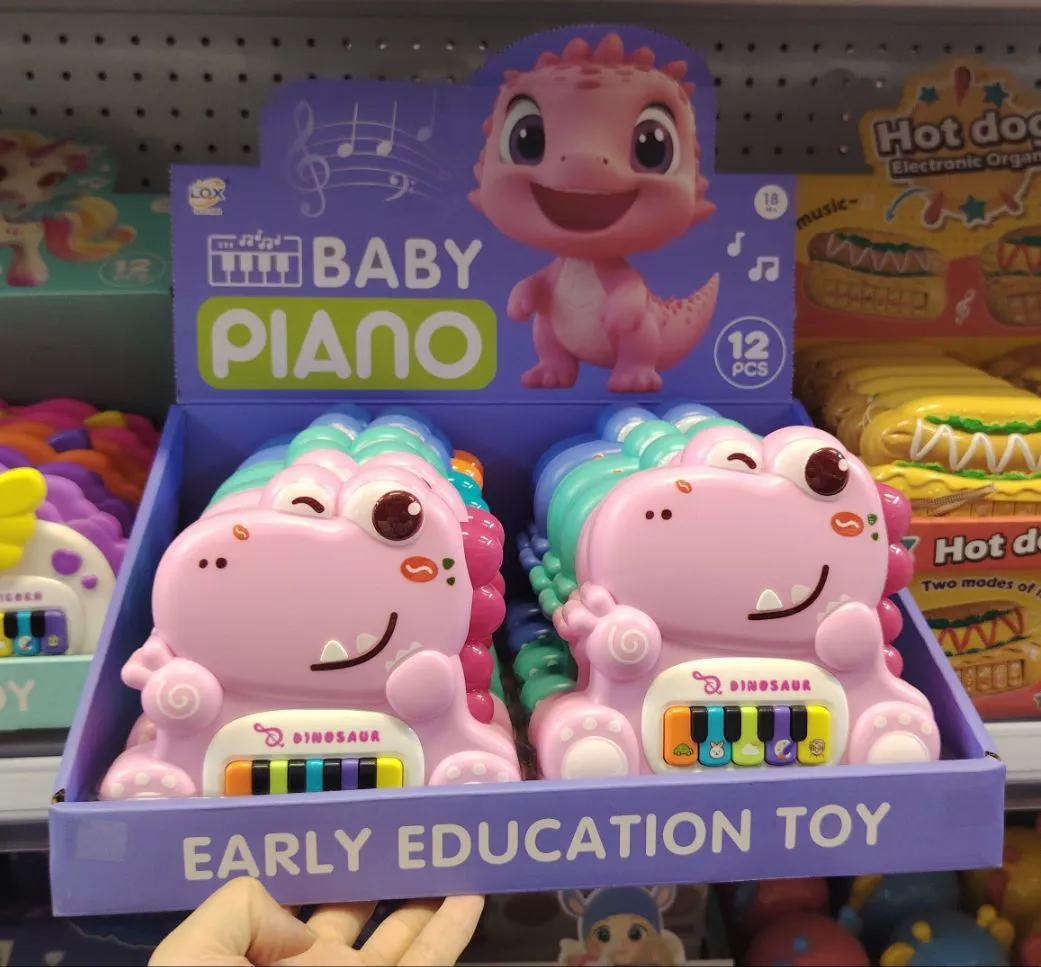 Zabawka Baby Piano Dinozaur Różowy Elektroniczna
