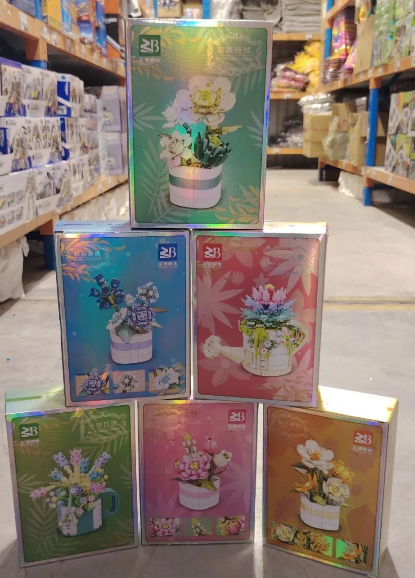 Klocki Kwiaty w doniczkach i konewkach 6 szt