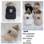 Czapki damskie z pomponem futrzanym 70% poliester 30% wełna