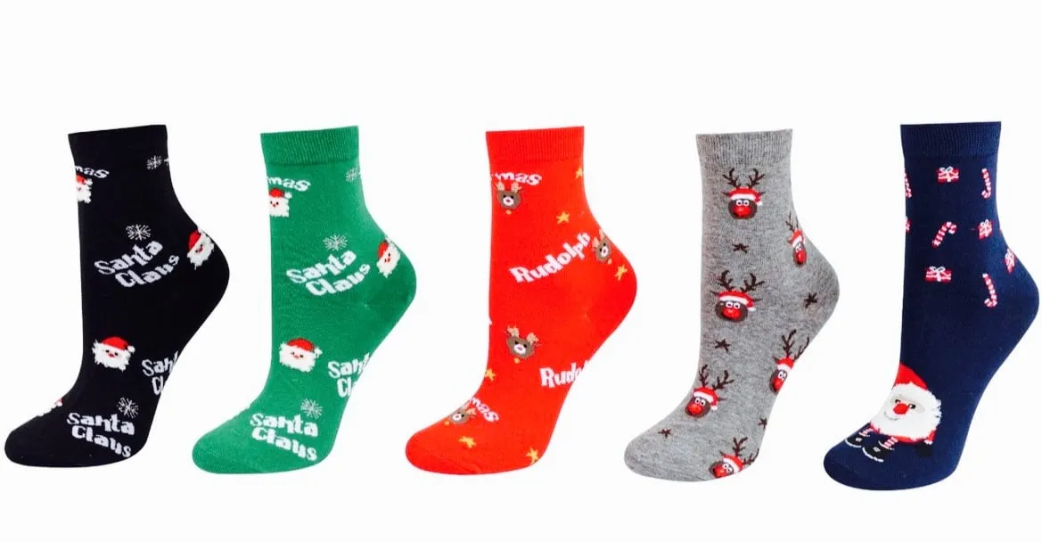 Skarpetki damskie świąteczne wzory Santa