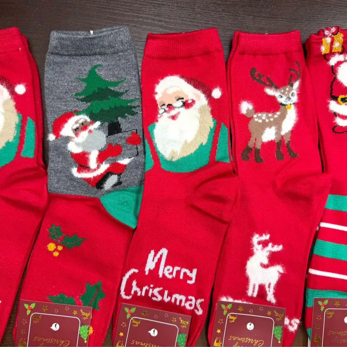 Skarpetki damskie świąteczne wzory Santa Merry Christmas