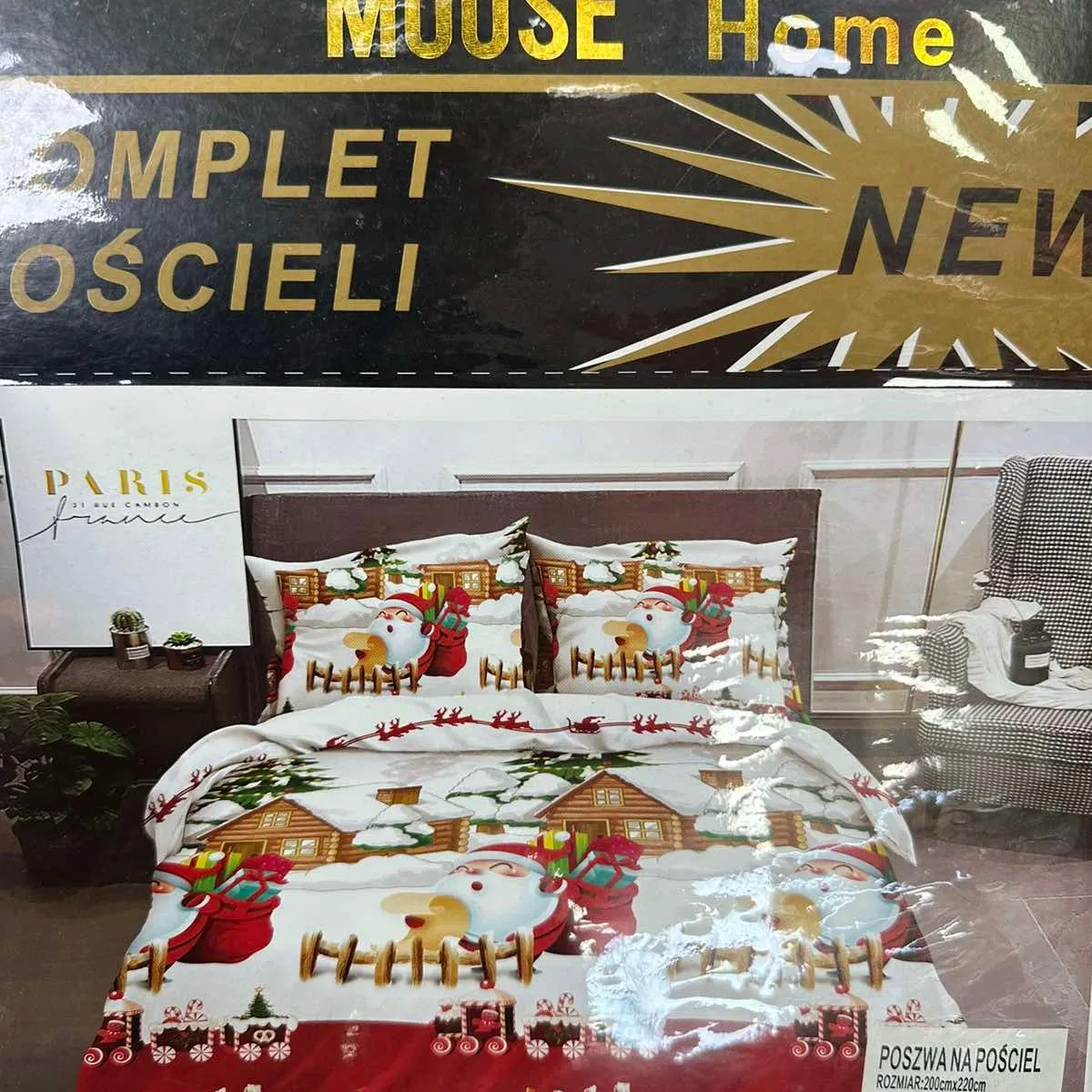 Komplet Pościeli 3el. Moose Home 200/220 Bożonarodzeniowy