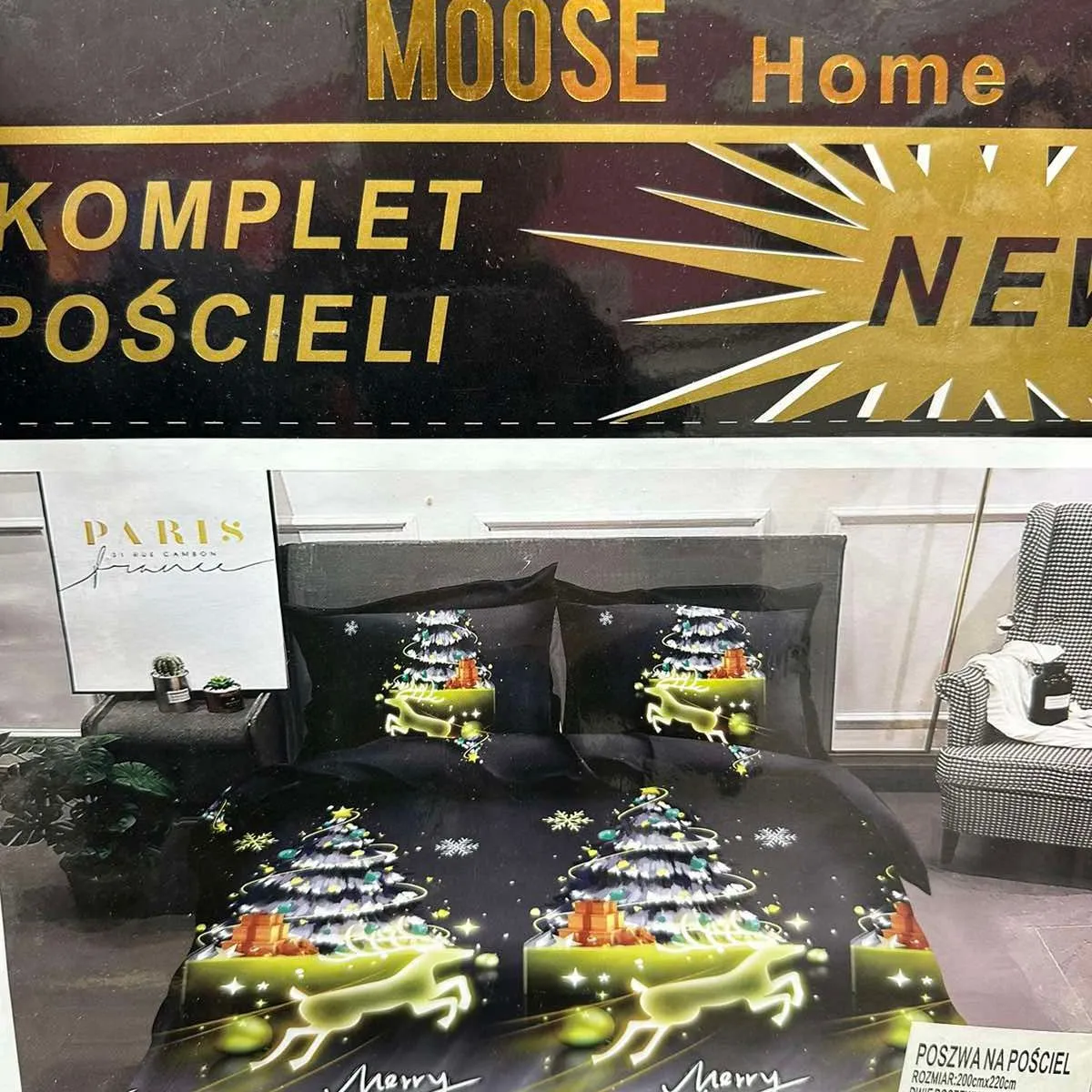 Komplet Pościeli 3CZ 200/220 Moose Home 100% Satyna Bawełniana