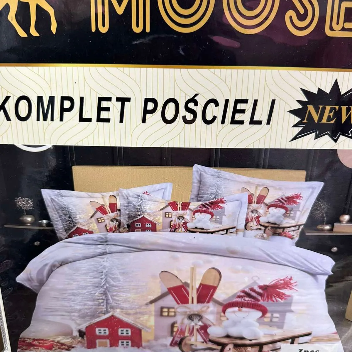 Komplet Pościeli 3cz 200/220 Moose 100% Satyna Bawełniana