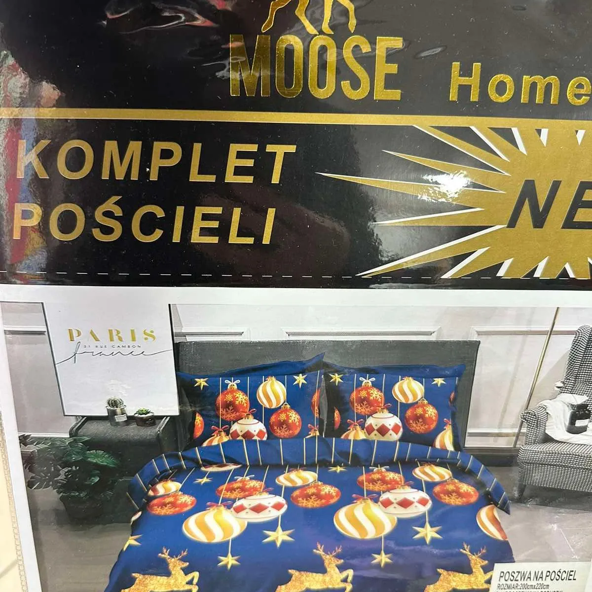 Komplet Pościeli 3CZ 200/220 Moose Paris 100% Satyna Bawełniana