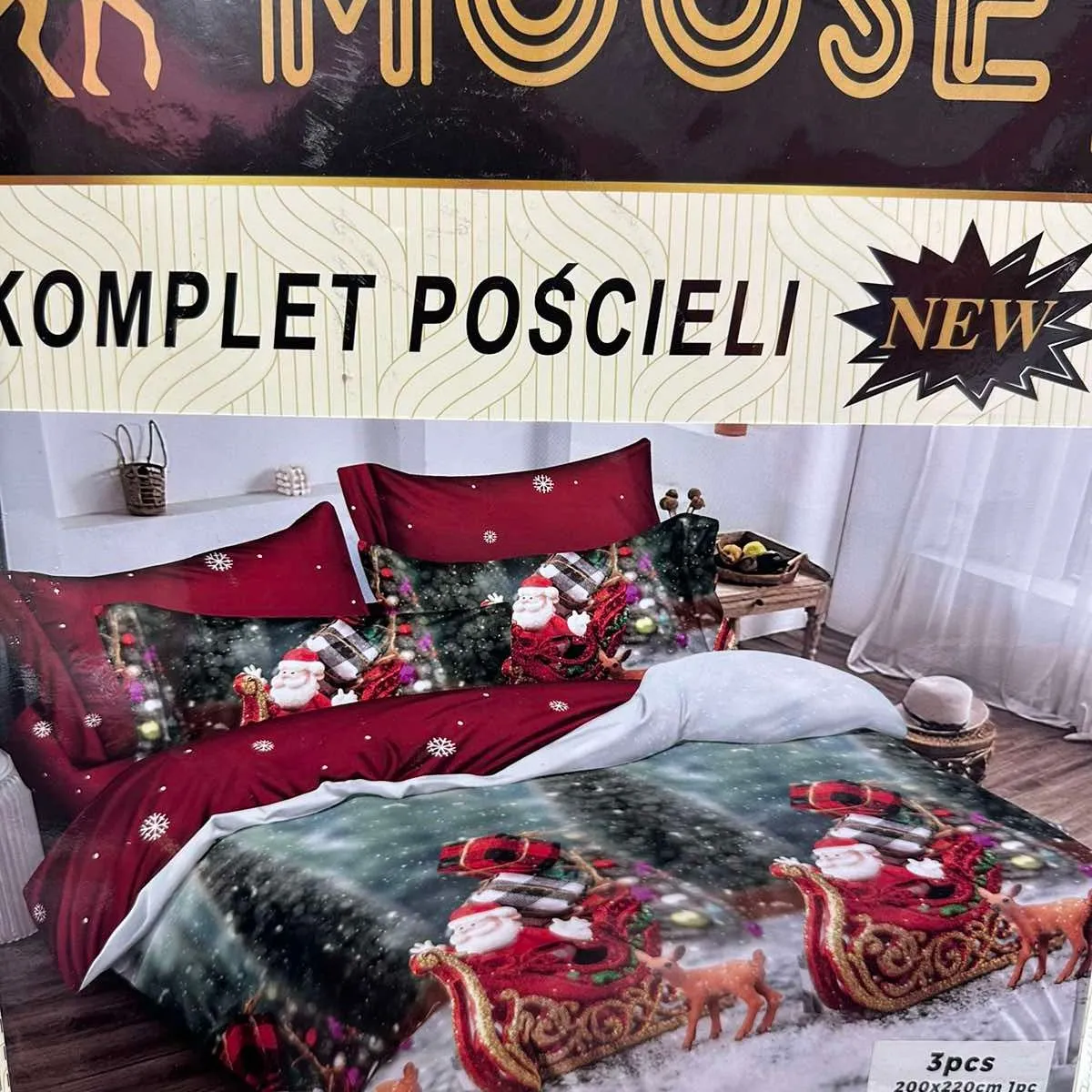 Komplet Pościeli 3CZ Moose 200/220 100% Satyna