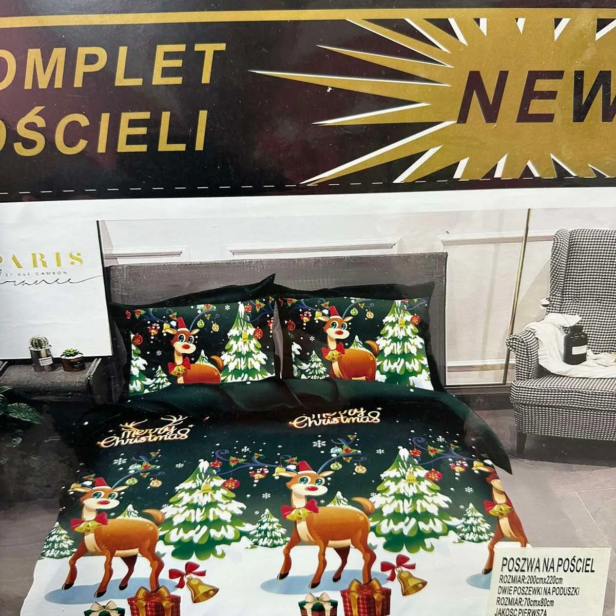 Komplet Pościeli 3CZ 200/220 Moosé Home Motyw Świąteczny