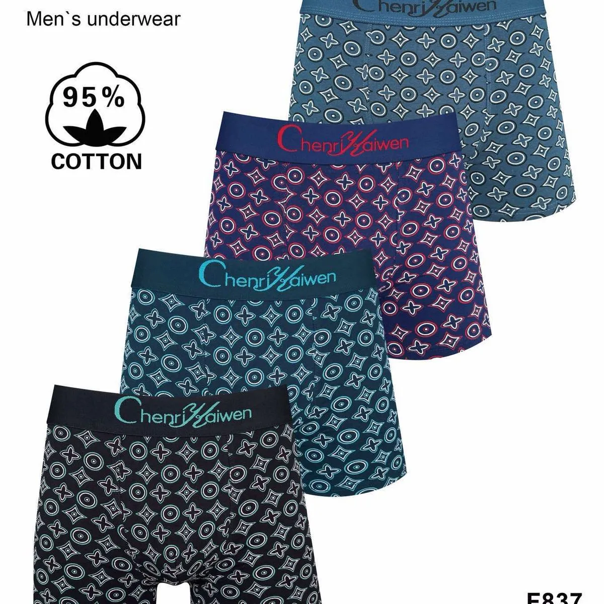 Bokserki męskie Chernyi Kaiwen wzorzyste M-L-XL-XXL 95% bawełna