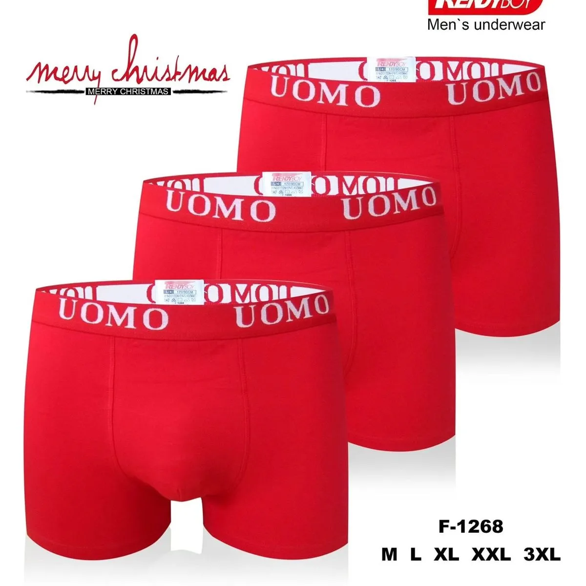 Bokserki męskie UOMO 3 szt. M XL XXL czerwone F-126