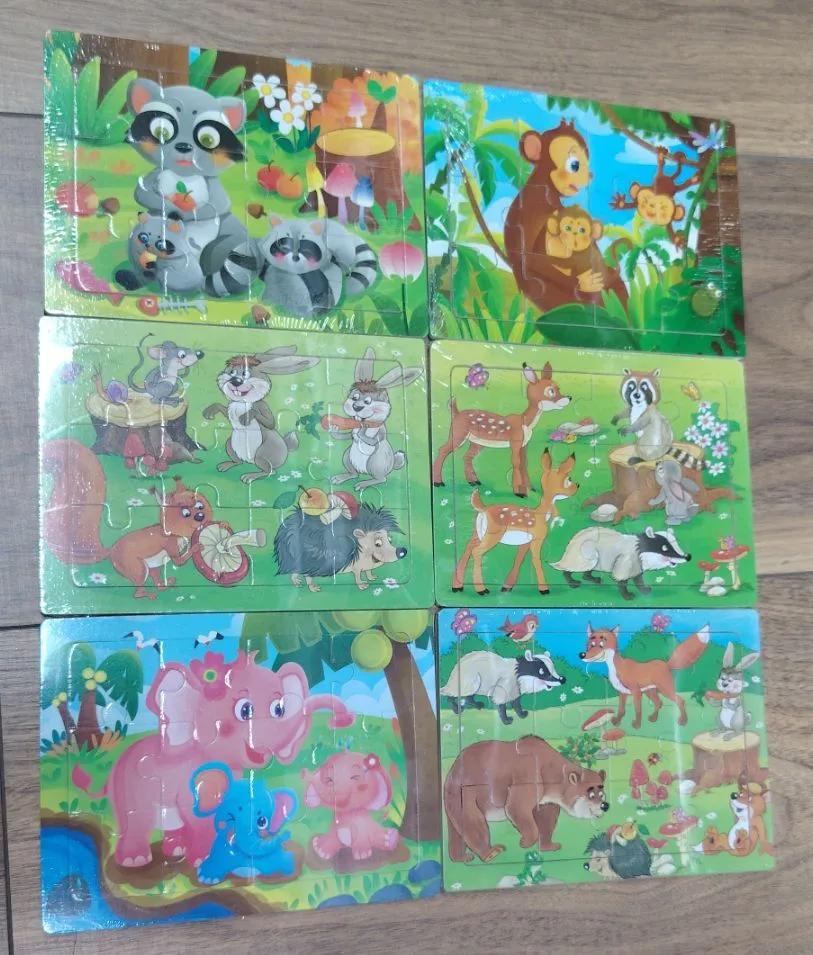 Mini Puzzle Zwierzęta Lasu i Dżungla 6 szt