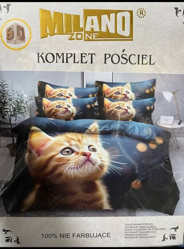 Komplet Pościel 4CZ Milano Zone 200/220 z kotem
