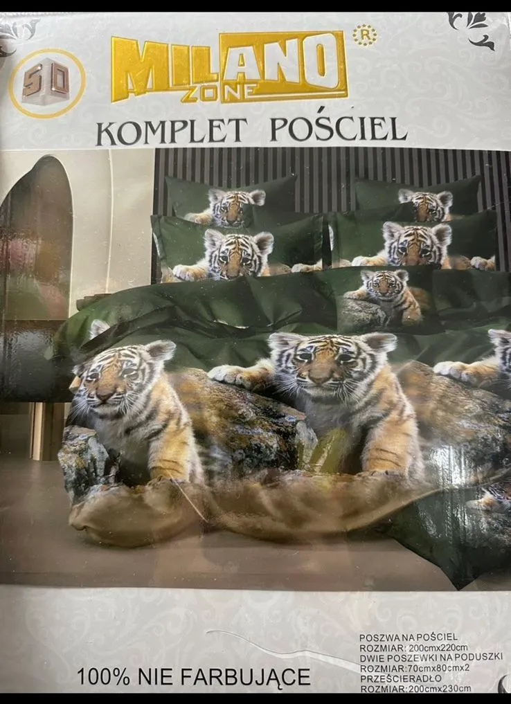 Komplet Pościel 4CZ Milano 200/220 z Tygrysem