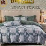 Komplet Pościel 4cz Milano 200/220 zielony wzór kratka