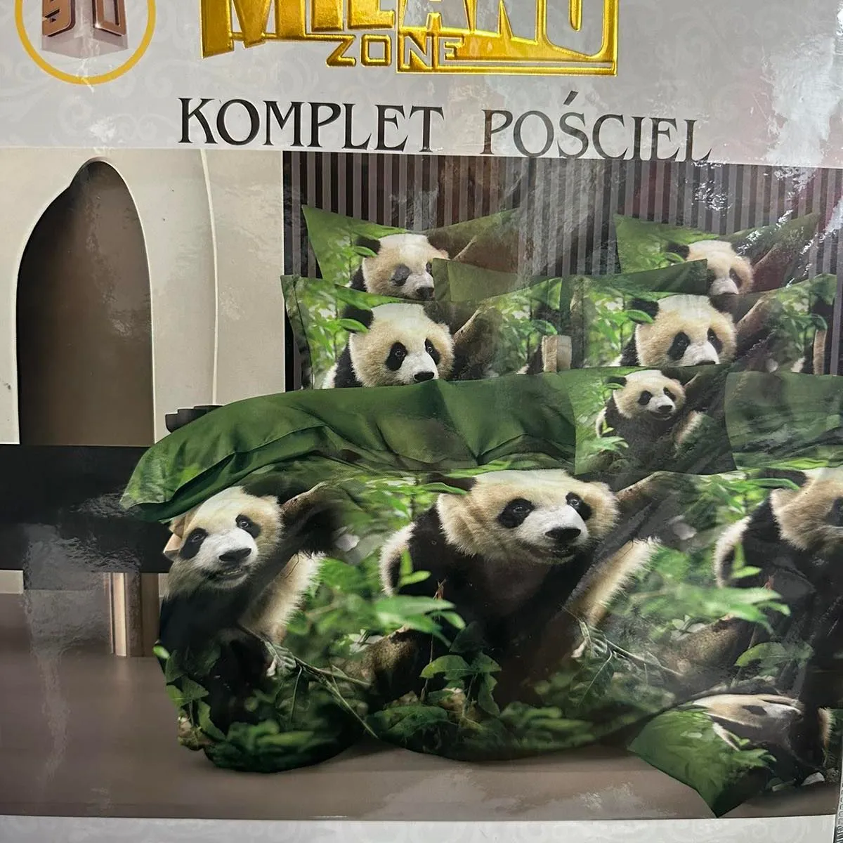 Komplet Pościel 4CZ 200/220 Milano panda zielona