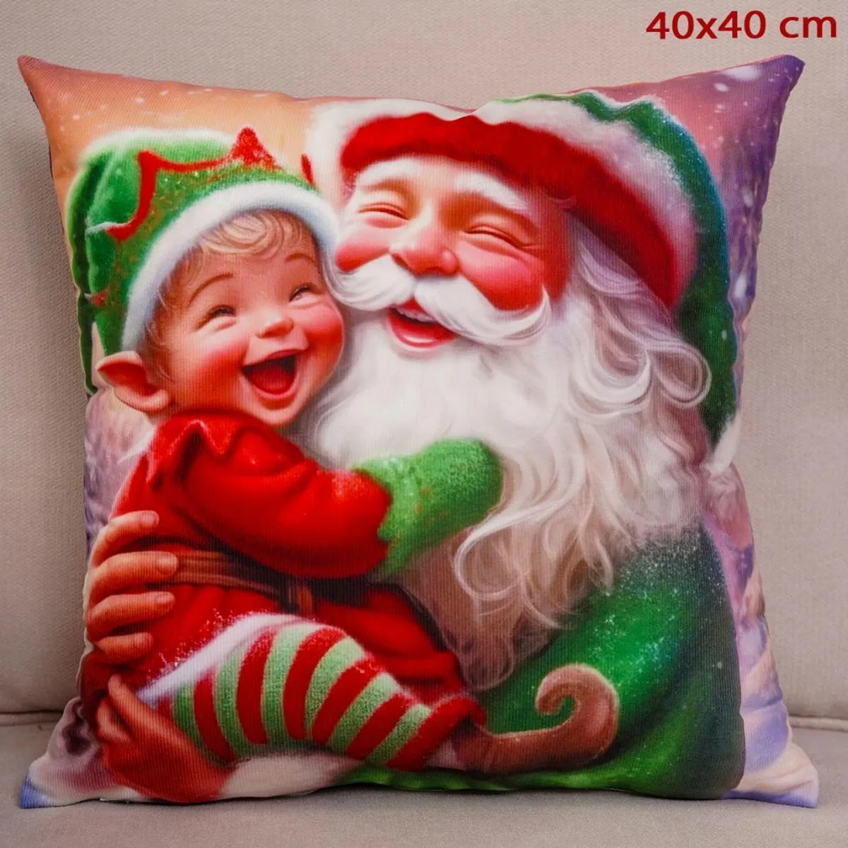 Poszewki świąteczne 40x40 cm Elf i Mikołaj