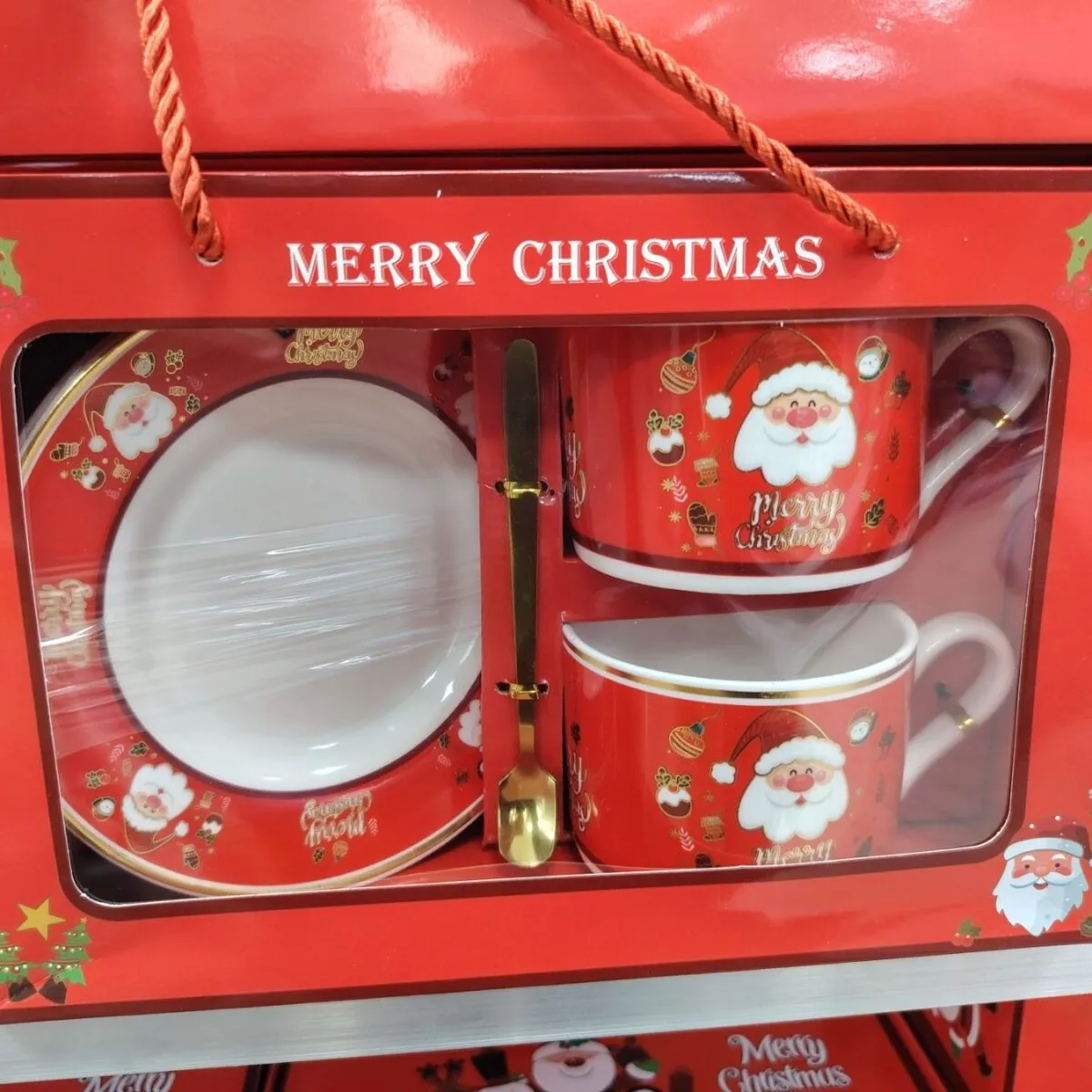 Zestaw świąteczny kubek talerz łyżka Santa Claus