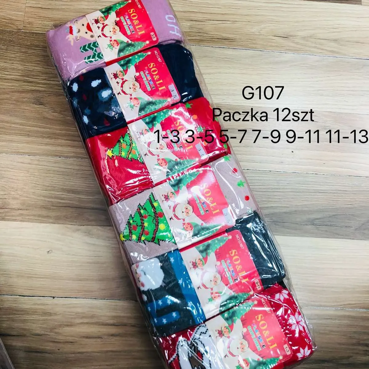 Skarpetki damskie świąteczne G107 paczka 12 szt