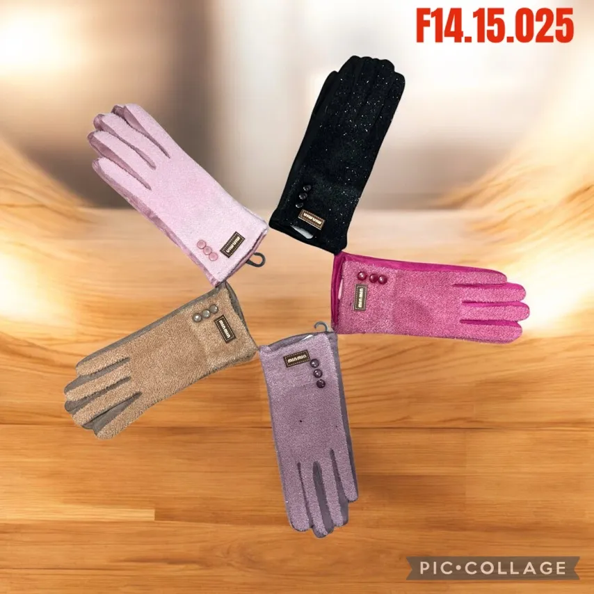 Rękawiczki damskie zimowe z cekinami F1415-025