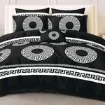 Komplet Pościel 4CZ 200/220 Czarny z Wzorami Greckimi