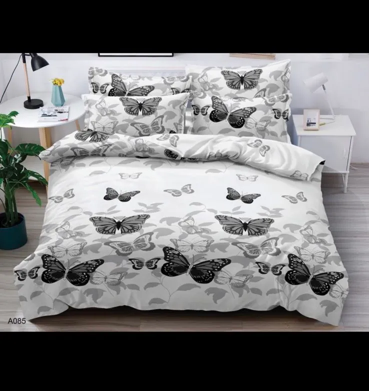 Komplet Pościel 4CZ 200/220 Motyw Motyli Szary