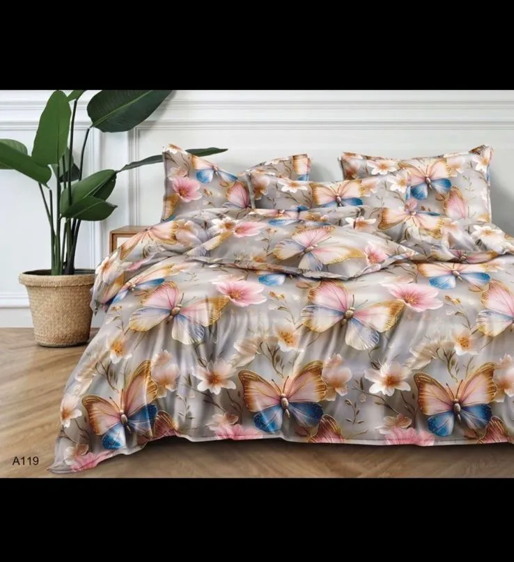 Komplet Pościel 4CZ 200/220 Motyw Kwiaty Motyle