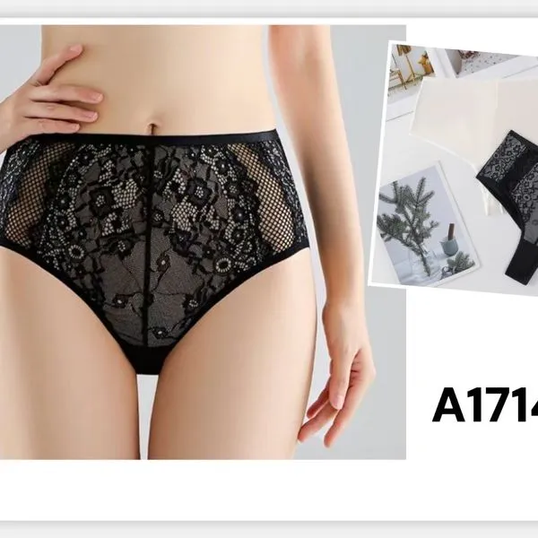 Majtki damskie koronkowe czarne A1714#