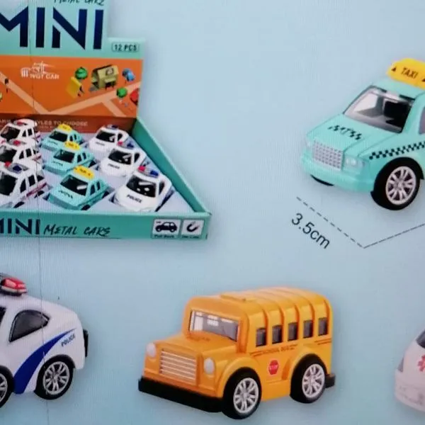 Mini Metalowe Samochody Taksówki Policja Autobus 3-6cm