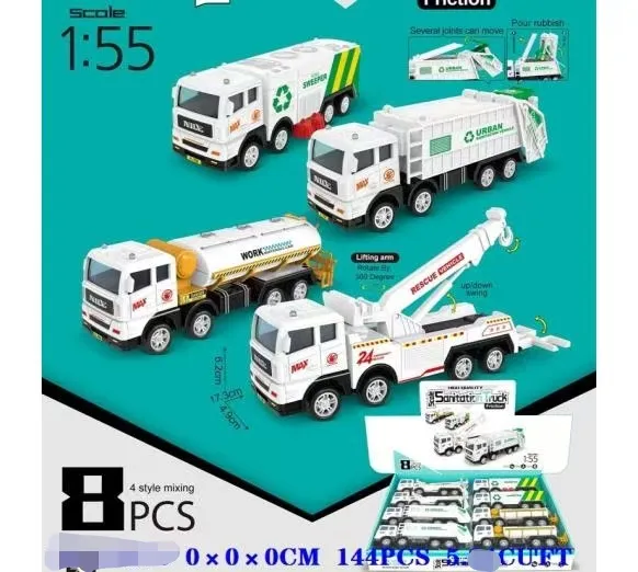 Zabawki Ciężarówki Metalowe Skala 1:55 Mix 8szt