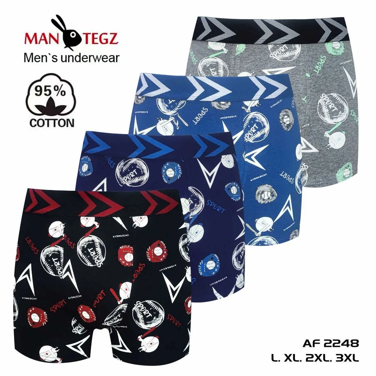 Bokserki męskie 4 szt. bawełna 95% L XL 2XL 3XL AF2248