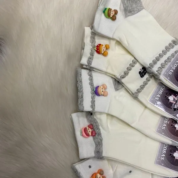 Skarpetki damskie z motywem małpki, białe z szarym