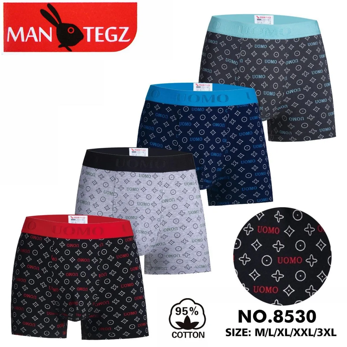 Bokserki męskie ManTegz 4 szt. M-XXL 95% bawełna