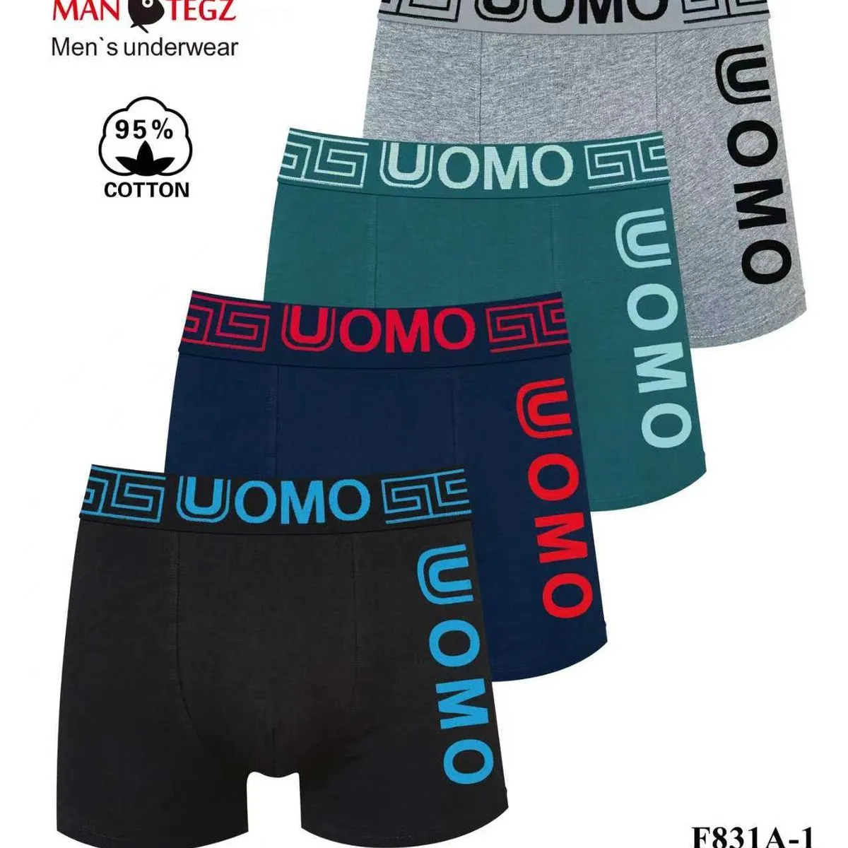 Bokserki męskie UOMO 4 szt. XL-XXL 95% bawełna F831A-1