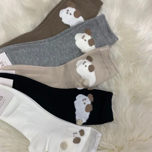 Skarpetki damskie z motywem pieska, zestaw kolorów