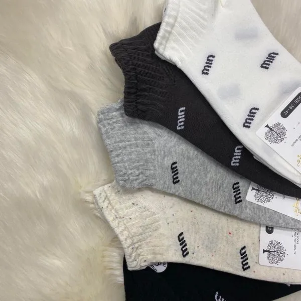 Skarpetki damskie stopki 5 par szary/czarny/biały