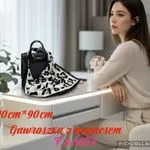 Chusta Damska 90cm x 90cm Czarno-biała