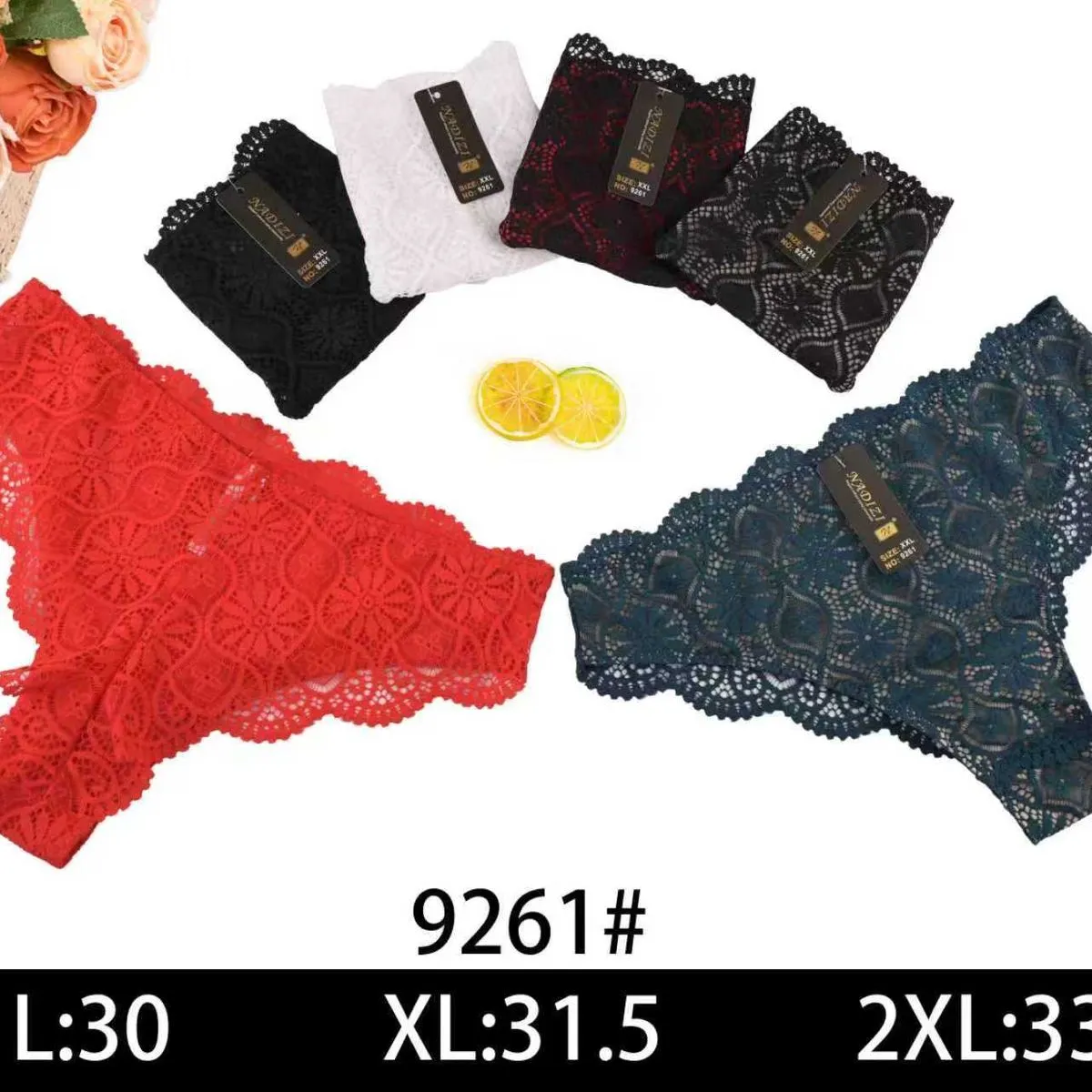Majtki damskie koronkowe L:30 XL:31.5 2XL:33 9261#