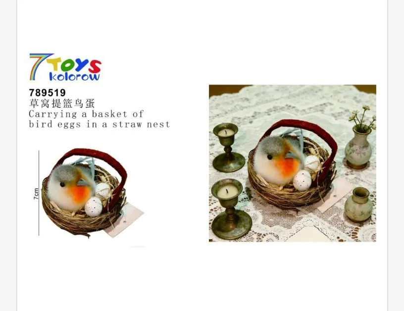 Ptaszek z jajkiem w gnieździe słomianym 7cm 230226-158