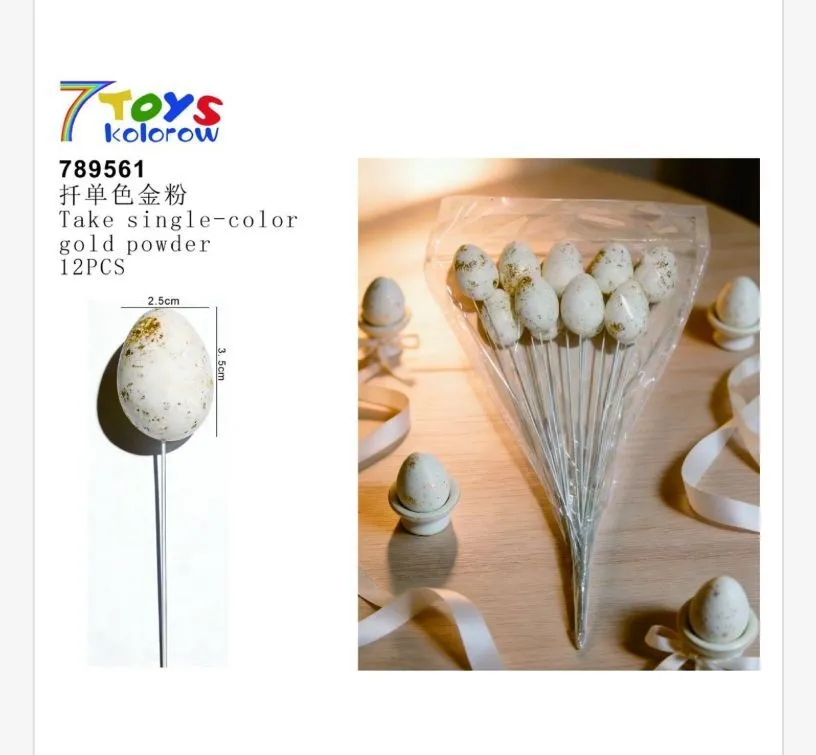 Ozdoby wielkanocne 12 szt. kolorowe proszek złoty 3 cm