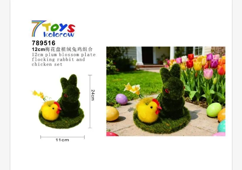 Zestaw ozdób wielkanocnych królik z kurczakiem 24cm