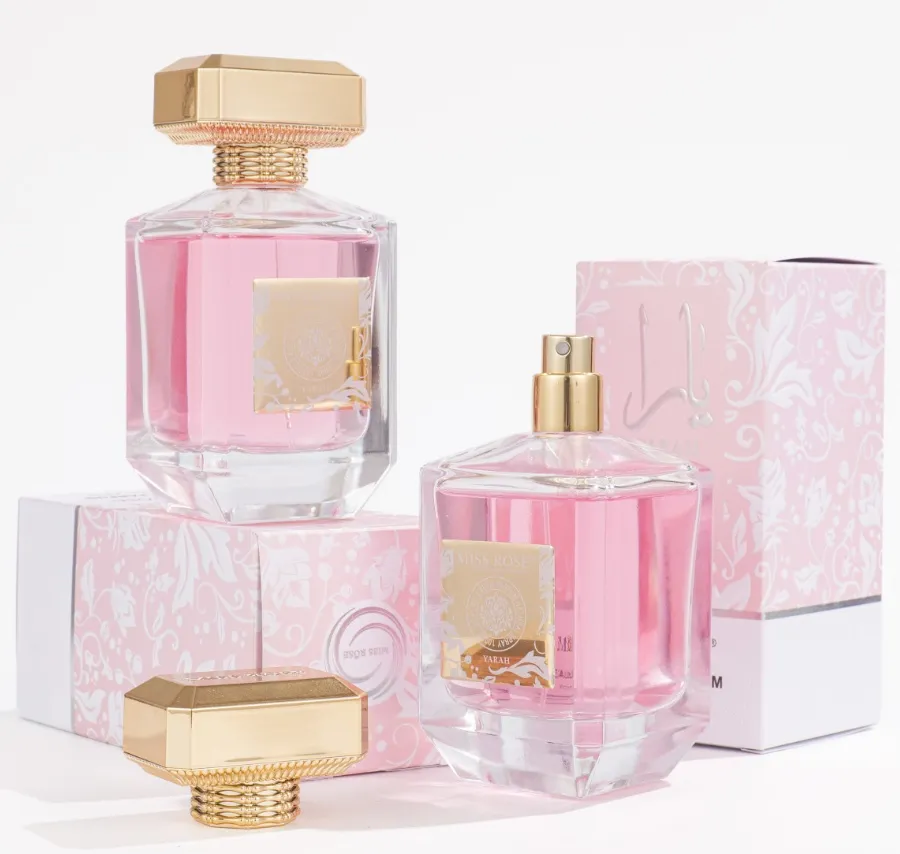 Perfumy damskie 100ml różowe w ozdobnej butelce