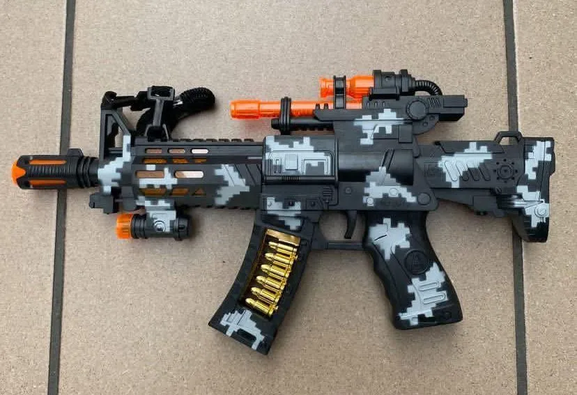 Pistolet na kulki kamuflażowy czarno-biały pomarańczowy