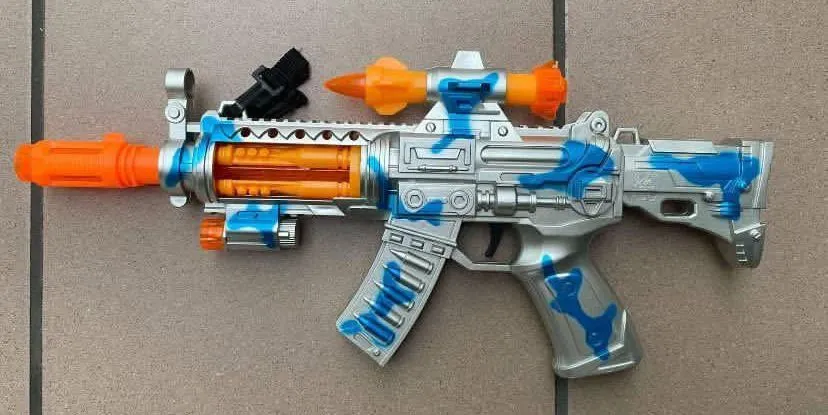 Pistolet na kulki dla dzieci kamuflażowy niebiesko-srebrny