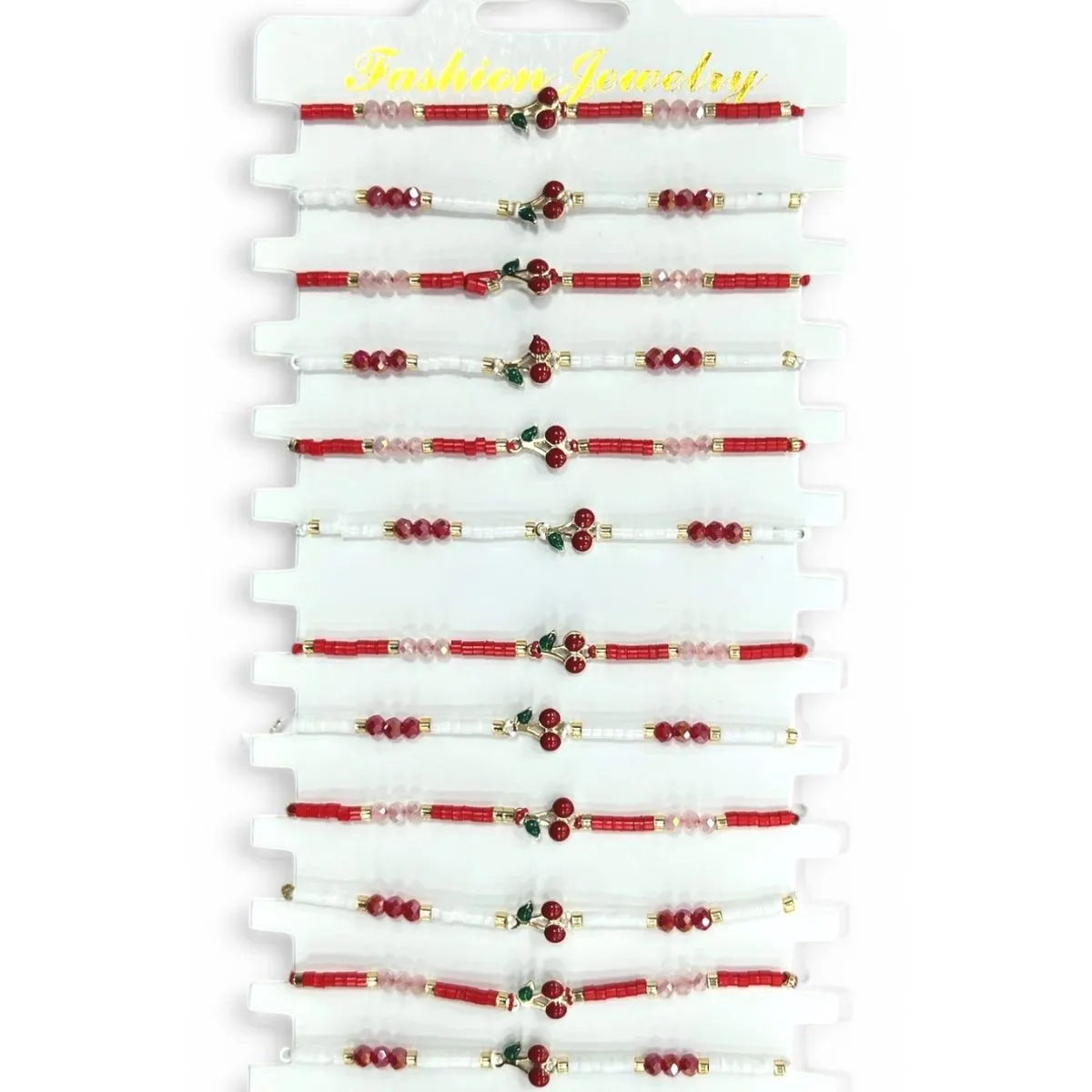 Bransoletki damskie czerwone z koralikami TT-6251 12 szt