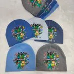 Komplet Czapka Komin Dziecięcy Minecraft Szary Niebieski